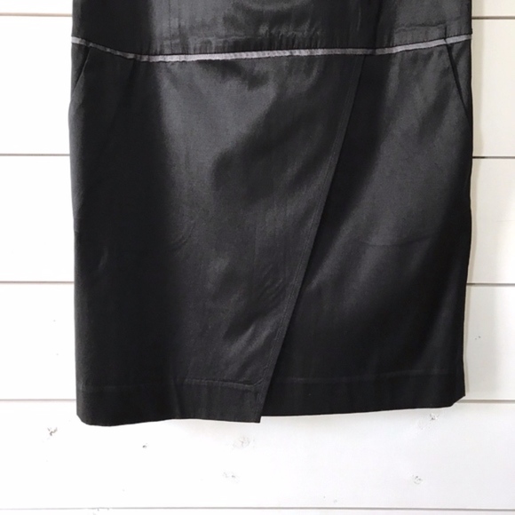 Club Monaco Black Satin Drop Waist Sheath Dress - Picture 4 of 7